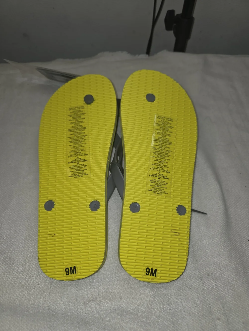 Armani Exchange Men's Yellow Flip Flops with Gray Straps